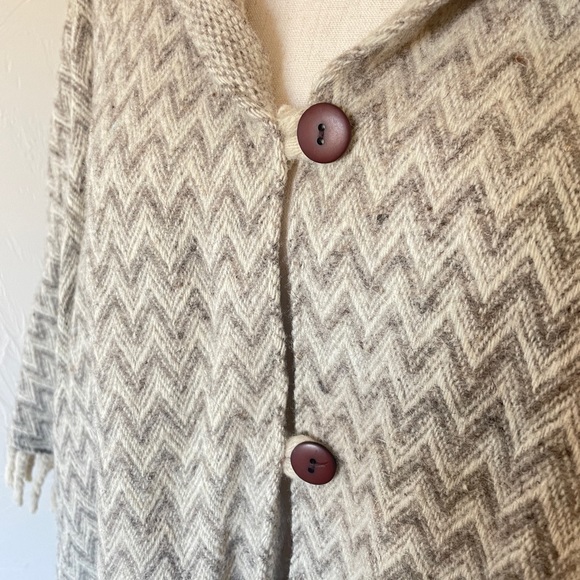 Vintage Wool Poncho With Buttons - Picture 2 of 5